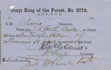 Document - ANCIENT ORDER OF FORESTERS NO 3770 COLLECTION: TO PAY