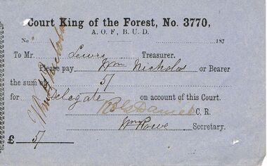Document - ANCIENT ORDER OF FORESTERS NO 3770 COLLECTION: TO PAY