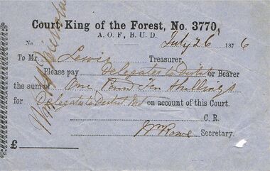 Document - ANCIENT ORDER OF FORESTERS NO 3770 COLLECTION: TO PAY