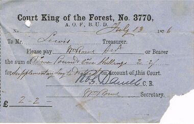 Document - ANCIENT ORDER OF FORESTERS NO 3770 COLLECTION: TO PAY