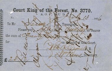 Document - ANCIENT ORDER OF FORESTERS NO 3770 COLLECTION: TO PAY