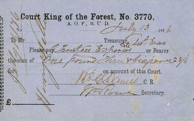 Document - ANCIENT ORDER OF FORESTERS NO 3770 COLLECTION: TO PAY