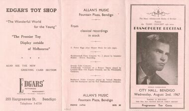Document - PIANOFORTE RECITAL, CITY HALL, BENDIGO, 2 August, 1967