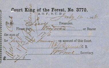 Document - ANCIENT ORDER OF FORESTERS NO 3770 COLLECTION: TO PAY