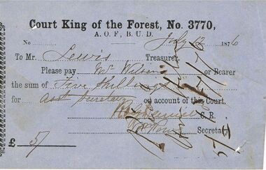 Document - ANCIENT ORDER OF FORESTERS NO 3770 COLLECTION: TO PAY