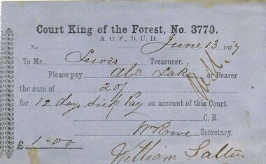 Document - ANCIENT ORDER OF FORESTERS NO 3770 COLLECTION: TO PAY