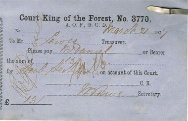 Document - ANCIENT ORDER OF FORESTERS NO 3770 COLLECTION: TO PAY