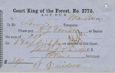 Document - ANCIENT ORDER OF FORESTERS NO 3770 COLLECTION: TO PAY