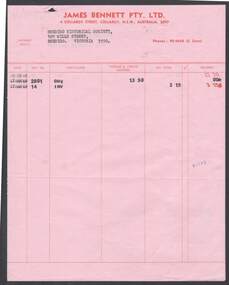 Document - BENDIGO HISTORICAL SOCIETY TRADE INVOICES