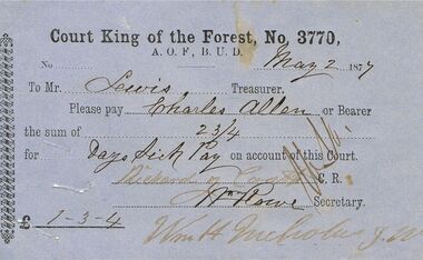 Document - ANCIENT ORDER OF FORESTERS NO 3770 COLLECTION: TO PAY