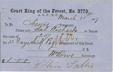 Document - ANCIENT ORDER OF FORESTERS NO 3770 COLLECTION: TO PAY