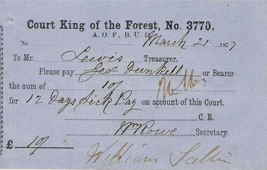 Document - ANCIENT ORDER OF FORESTERS NO 3770 COLLECTION: TO PAY