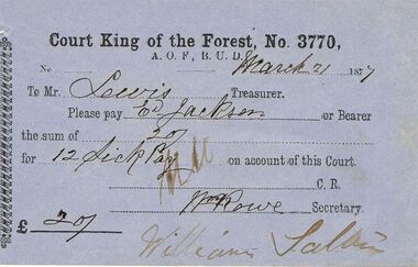 Document - ANCIENT ORDER OF FORESTERS NO 3770 COLLECTION: TO PAY