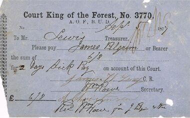 Document - ANCIENT ORDER OF FORESTERS NO 3770 COLLECTION: TO PAY