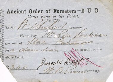 Document - ANCIENT ORDER OF FORESTERS NO 3770 COLLECTION: TO PAY