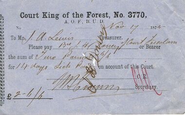 Document - ANCIENT ORDER OF FORESTERS NO 3770 COLLECTION: TO PAY