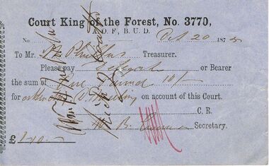 Document - ANCIENT ORDER OF FORESTERS NO 3770 COLLECTION: TO PAY