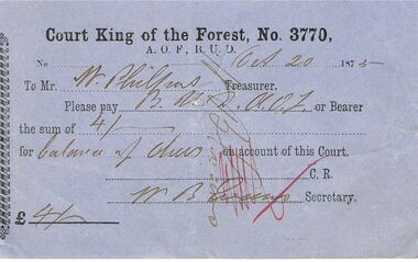 Document - ANCIENT ORDER OF FORESTERS NO 3770 COLLECTION: TO PAY