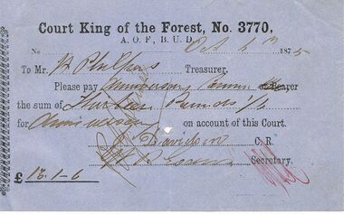 Document - ANCIENT ORDER OF FORESTERS NO 3770 COLLECTION: TO PAY