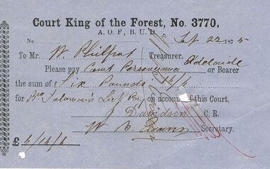 Document - ANCIENT ORDER OF FORESTERS NO 3770 COLLECTION: TO PAY