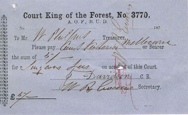 Document - ANCIENT ORDER OF FORESTERS NO 3770 COLLECTION: TO PAY