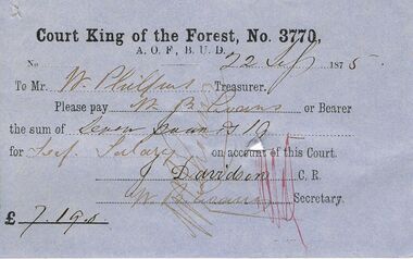 Document - ANCIENT ORDER OF FORESTERS NO 3770 COLLECTION: TO PAY