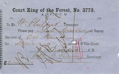 Document - ANCIENT ORDER OF FORESTERS NO 3770 COLLECTION: TO PAY
