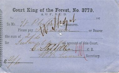 Document - ANCIENT ORDER OF FORESTERS NO 3770 COLLECTION: TO PAY