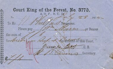 Document - ANCIENT ORDER OF FORESTERS NO 3770 COLLECTION: TO PAY
