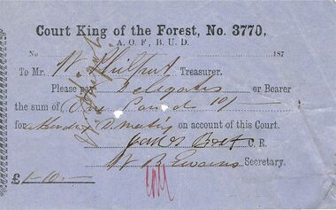 Document - ANCIENT ORDER OF FORESTERS NO 3770 COLLECTION: TO PAY