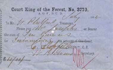 Document - ANCIENT ORDER OF FORESTERS NO 3770 COLLECTION: TO PAY