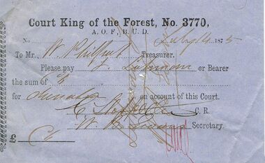 Document - ANCIENT ORDER OF FORESTERS NO 3770 COLLECTION: TO PAY
