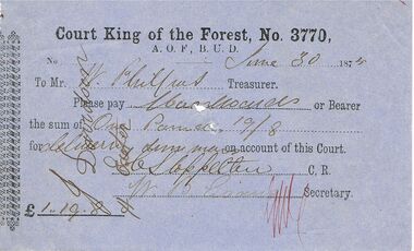 Document - ANCIENT ORDER OF FORESTERS NO 3770 COLLECTION: TO PAY
