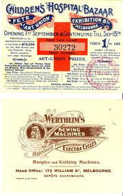 Document - CHILDREN'S HOSPITAL BAZAAR TICKETS, 1900