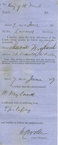 Document - ANCIENT ORDER OF FORESTERS NO 3770 COLLECTION: DOCTOR'S CERTIFICATE