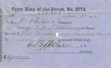 Document - ANCIENT ORDER OF FORESTERS NO 3770 COLLECTION: TO PAY