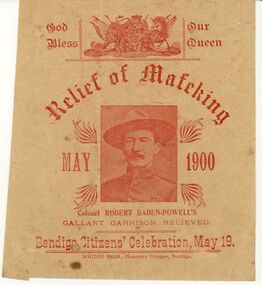 Document - RELIEF OF MAFEKING, PAPER BAG, 1900
