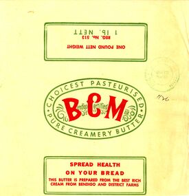 Document - BENDIGO BUTTER FACTORY & BCM COLLECTION: BUTTER WRAPPERS