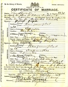 Document - WIEGARD COOPER COLLECTION:  MARRIAGE CERTIFICATE