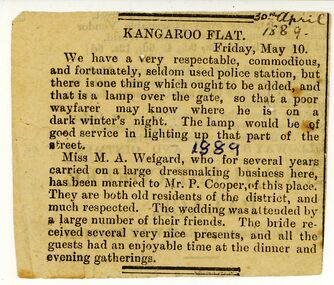 Newspaper - WIEGARD COOPER FAMILY: CUTTING RE WIEGARD WEDDING