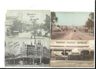 Photograph - PHOTOCOPIES OF POSTCARDS: BENDIGONIAN HARGREAVES ST., MITCHELL ST., CITY MARKET, BAWCEN'S DRAPERY