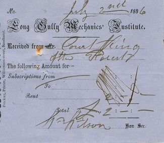 Document - ANCIENT ORDER OF FORESTERS NO 3770 COLLECTION: RECEIPT