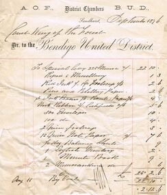 Document - ANCIENT ORDER OF FORESTERS NO 3770 COLLECTION: ACCOUNT/RECEIPT