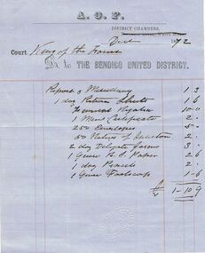 Document - ANCIENT ORDER OF FORESTERS NO 3770 COLLECTION: ACCOUNT