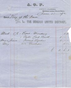 Document - ANCIENT ORDER OF FORESTERS NO 3770 COLLECTION: ACCOUNT