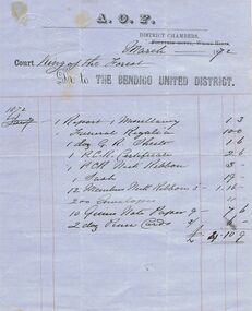 Document - ANCIENT ORDER OF FORESTERS NO 3770 COLLECTION: ACCOUNT