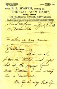 Document - ETHEL PATTISON COLLECTION: CHARACTER REFERENCE, 1910
