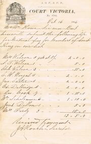 Document - ANCIENT ORDER OF FORESTERS NO 3770 COLLECTION: ACCOUNT/RECEIPT