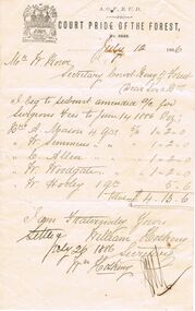 Document - ANCIENT ORDER OF FORESTERS NO 3770 COLLECTION: ACCOUNT/RECEIPT