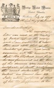 Document - ANCIENT ORDER OF FORESTERS NO 3770 COLLECTION: LETTER